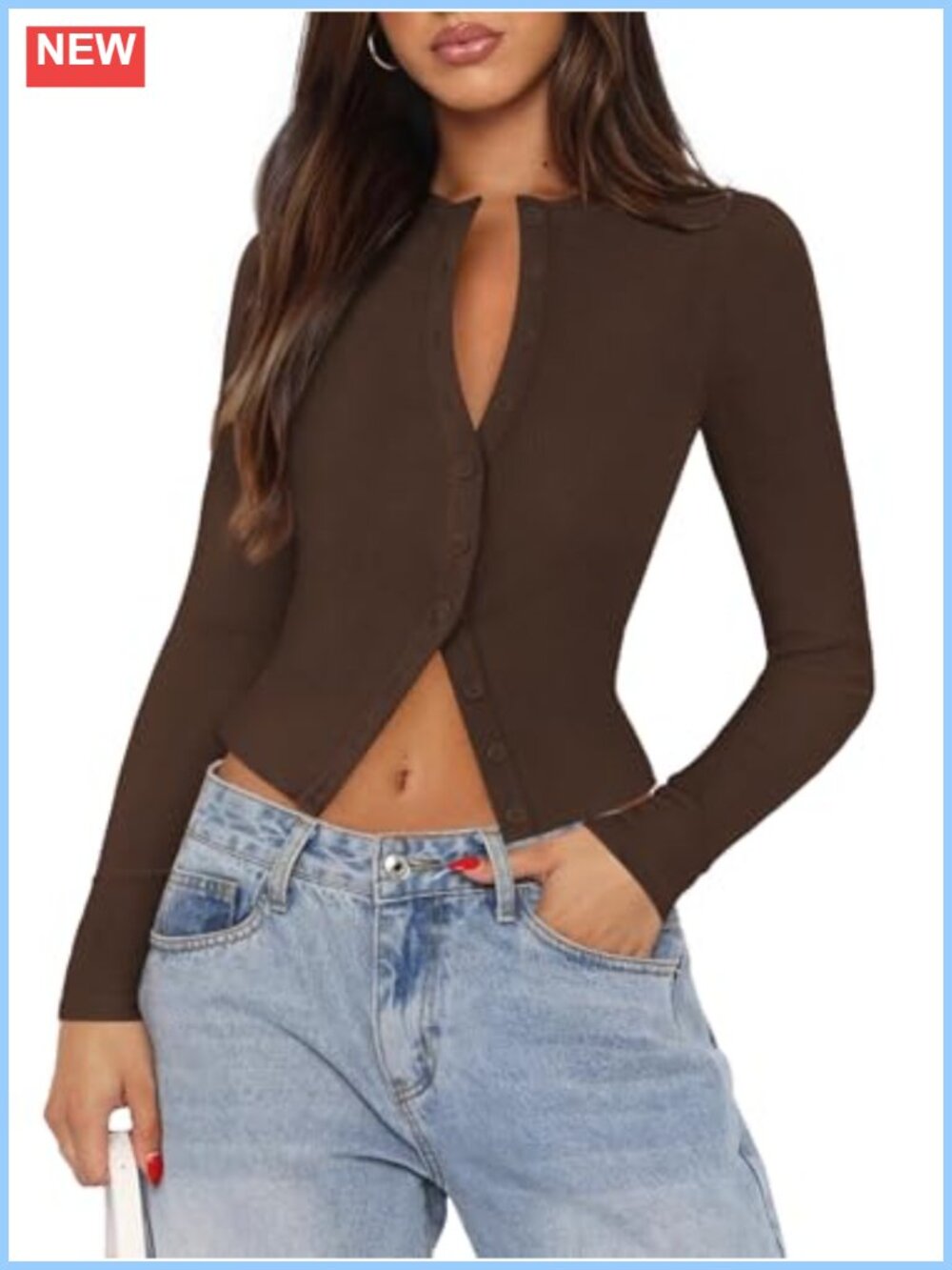 Ribbed Button Up Shirt Long Sleeve Slim Fit Blouse